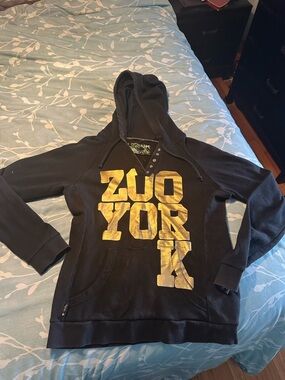 Zoo York Black Hoodie with Metallic Gold Logo Print